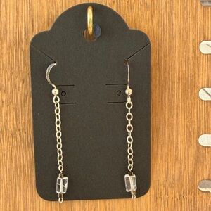 Silver Chain Earrings with Clear Bead